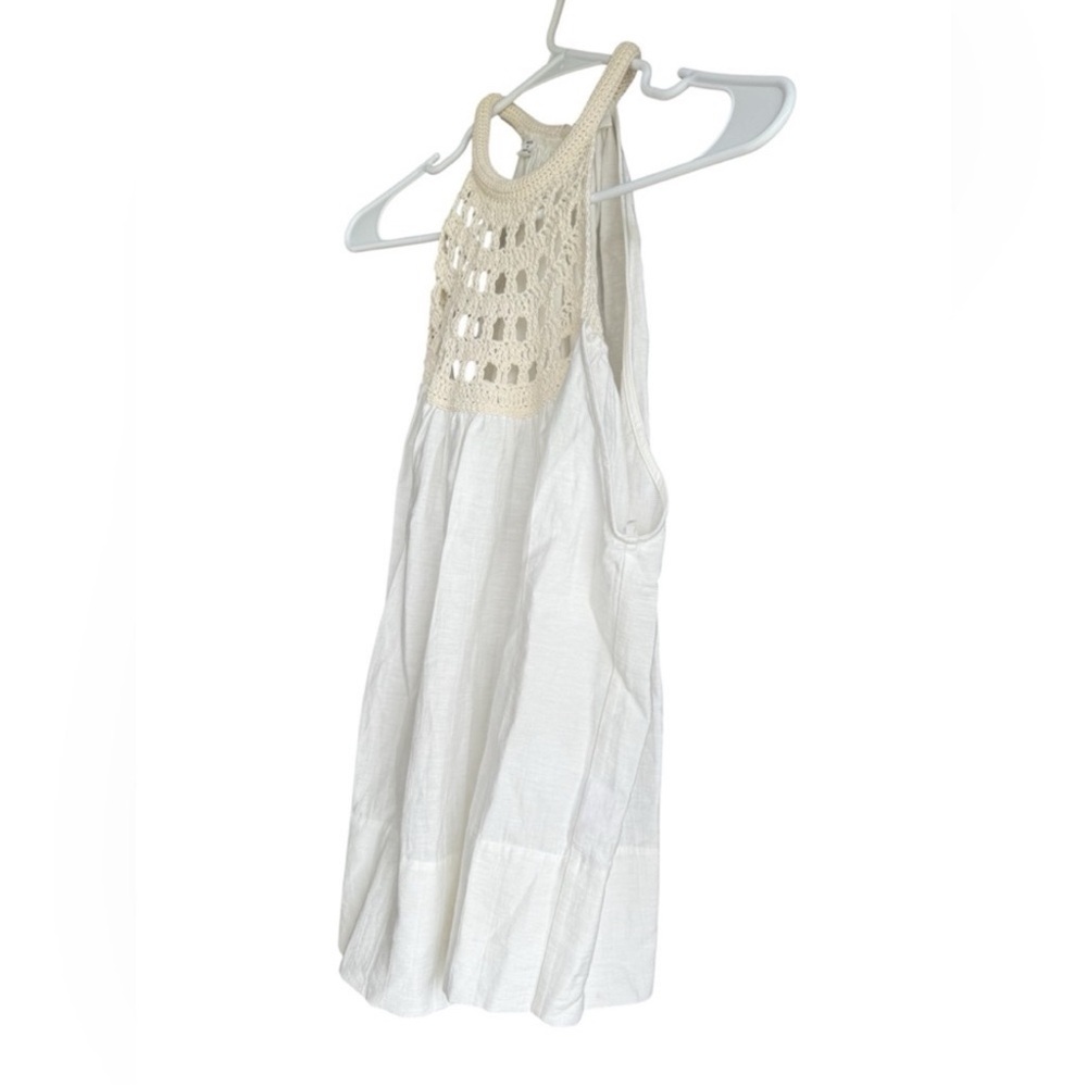 A.L.C. Reina Linen Blend Crochet Neck Halter Tank Top White - Picture 10 of 14